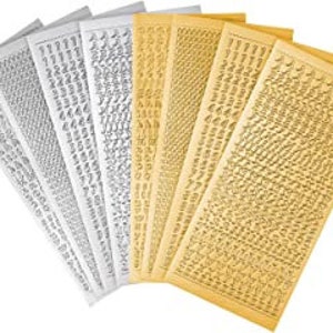 Buchstaben und Zahlen , mini, Gold und Silber, Blockschrift und Kursiv