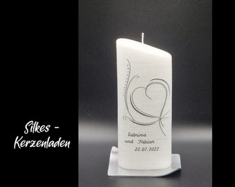 Wedding candle in a special shape - including labeling with name and date!