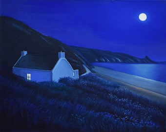 Pembrokeshire Oil Painting Pinch Cottage Newgale