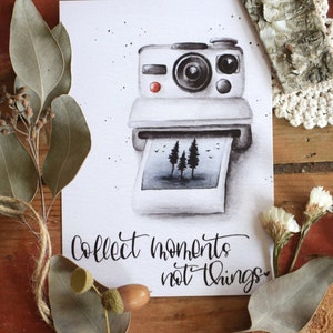 Retro Camera Art Print - Collectionnez des moments, pas des choses