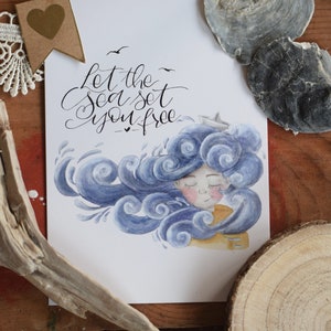 Let the sea set you free - mer carte postale
