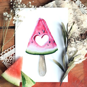 Ich hab eine Wassermelone getragen - Wassermelone Postkarte Karte Sommer Herz