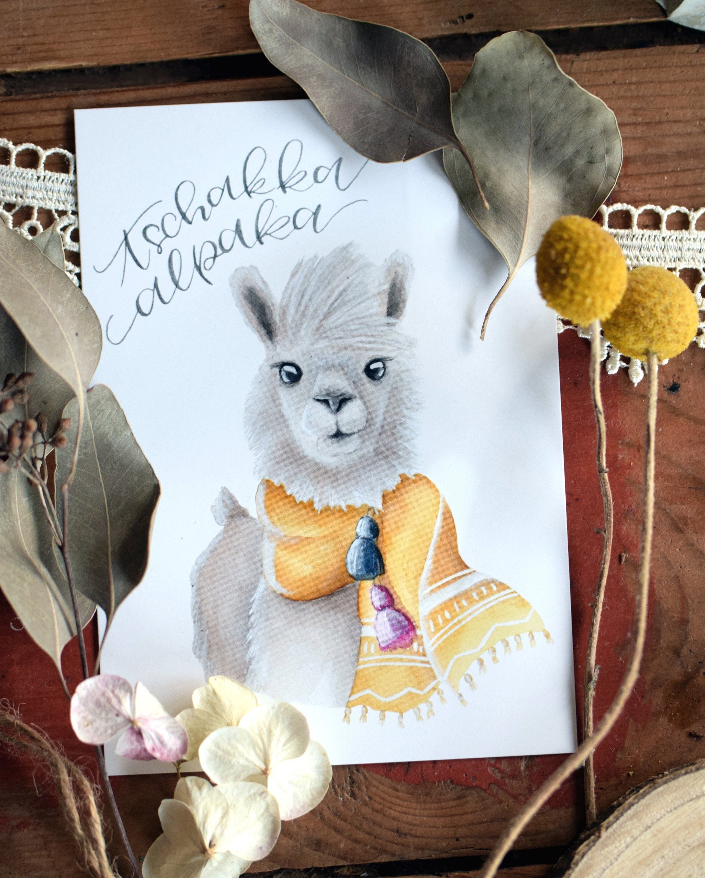 Chakka Alpaca - Postcard Watercolor Decoration