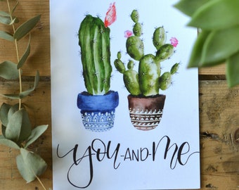 Kaktus A6 Postkarte Lettering Geschenk Love