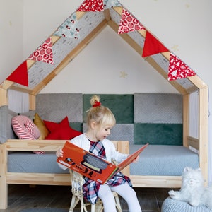 Home bed LOU, children's bed, Montessori bed with barrier and raiser, ALL sizes 80x160,80x180,90x200,90x190,120x200,140x200,160x200