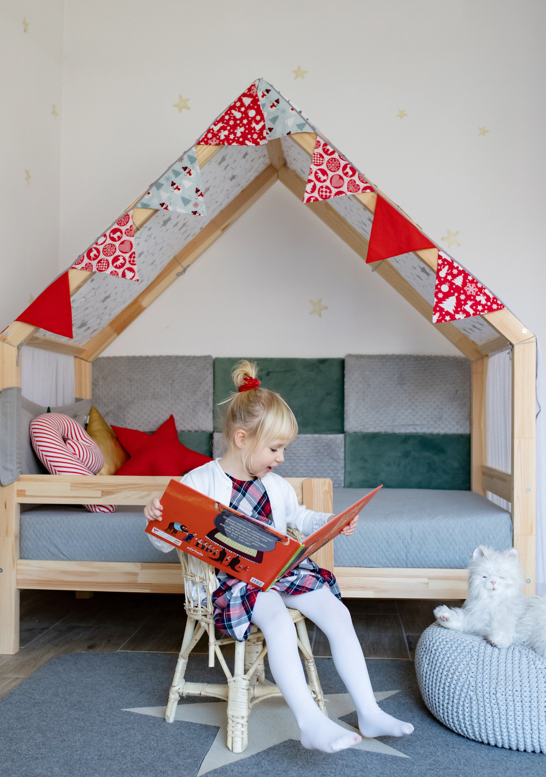 Cabane de jardin pour enfant, Maison de poupée en bois avec meubles et  accessoires, maison de rêve, 3 ans et plus, rose
