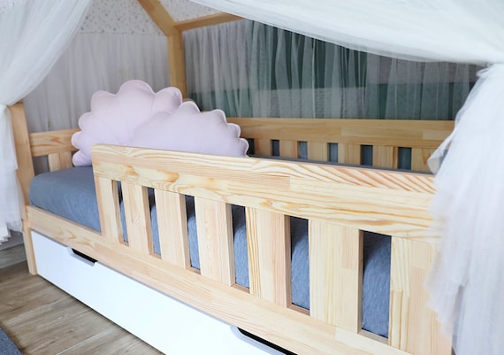 Need Sleep lit Montessori Enfant 80x160 cm avec Barriere en Bois d