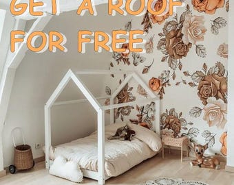 House bed, children's bed 80x160, 80x200, 90x190, 90x200, 120x200, 140x200, 160x200 ALL sizes + painted - 4 colors FREE ROOF
