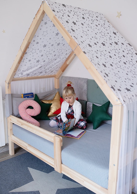 Lit cabane Montessori avec barrière 90x200cm –