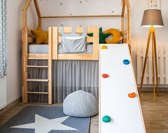 Bed with climbing wall ALL sizes, children's bed, loft bed