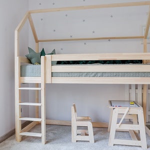Mezzanine bed 100 cm, loft bed, mezzanine / bunk bed ALL sizes color / bed in 5 colors, white, gray, black, mint, pink image 4