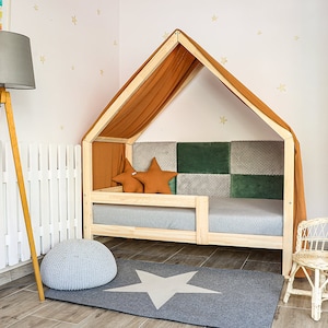 LOU huisbed, Montessori kinderbed 80x160, 90x190, 90x200, 80x190, 80x200, 120x200, 140x200, 160x200 ALLE maten + geverfd - 4 kleuren