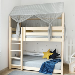 Bunk bed for children, Montessori house bed, solid handmade bed for toddlers, children&#39;s bed, wooden house bed ALL sizes