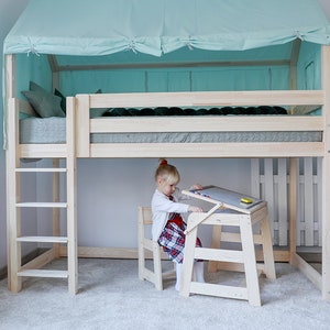 Mezzanine bed 100 cm, loft bed, mezzanine / bunk bed ALL sizes color / bed in 5 colors, white, gray, black, mint, pink image 6