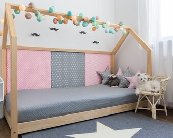 Kinderbett / Hausbett 90x200cm + 4 Paneele - große