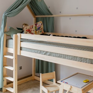 Mezzanine bed 100 cm, loft bed, mezzanine / bunk bed ALL sizes color / bed in 5 colors, white, gray, black, mint, pink image 9