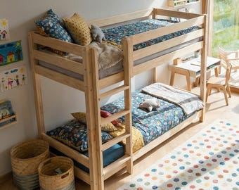 Stapelbed voor kinderen, Montessori huisbed, massief handgemaakt bed voor peuters, kinderbed, houten huisbed ALLE maten
