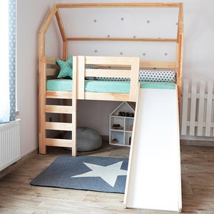 Bed with slide, bunk bed, Montessori bed, loft bed ALL sizes image 2