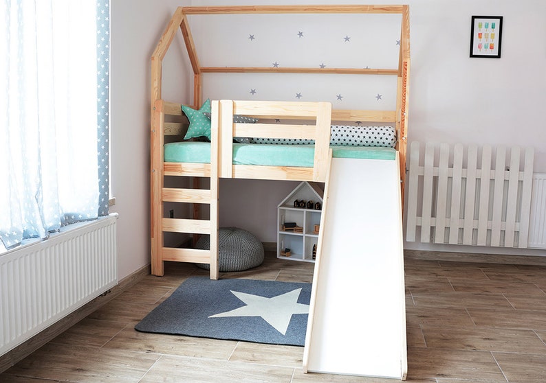 Bed with slide, bunk bed, Montessori bed, loft bed ALL sizes image 2