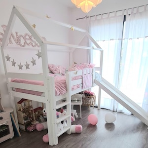 Bed with slide, bunk bed, loft bed All sizes + colors/ Bed in 4 colors FREE shipping