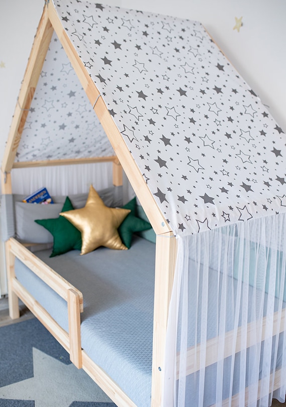 Cama de hogar LOU, cama infantil, cama Montessori con barrera y