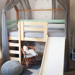 Bed with slide, bunk bed, Montessori bed, loft bed ALL sizes image 4