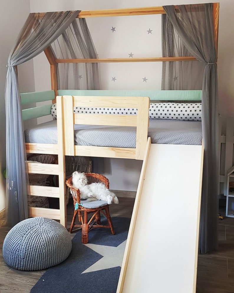 Bed with slide, bunk bed, Montessori bed, loft bed ALL sizes image 4