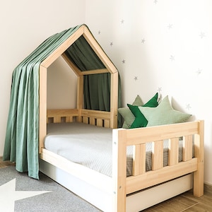 Hausebett/Kinderbett LIAM mit Barriere 80x160, 80x200,90x190, 90x200, 120x200, 140x200, 160x200 ALLE Größen