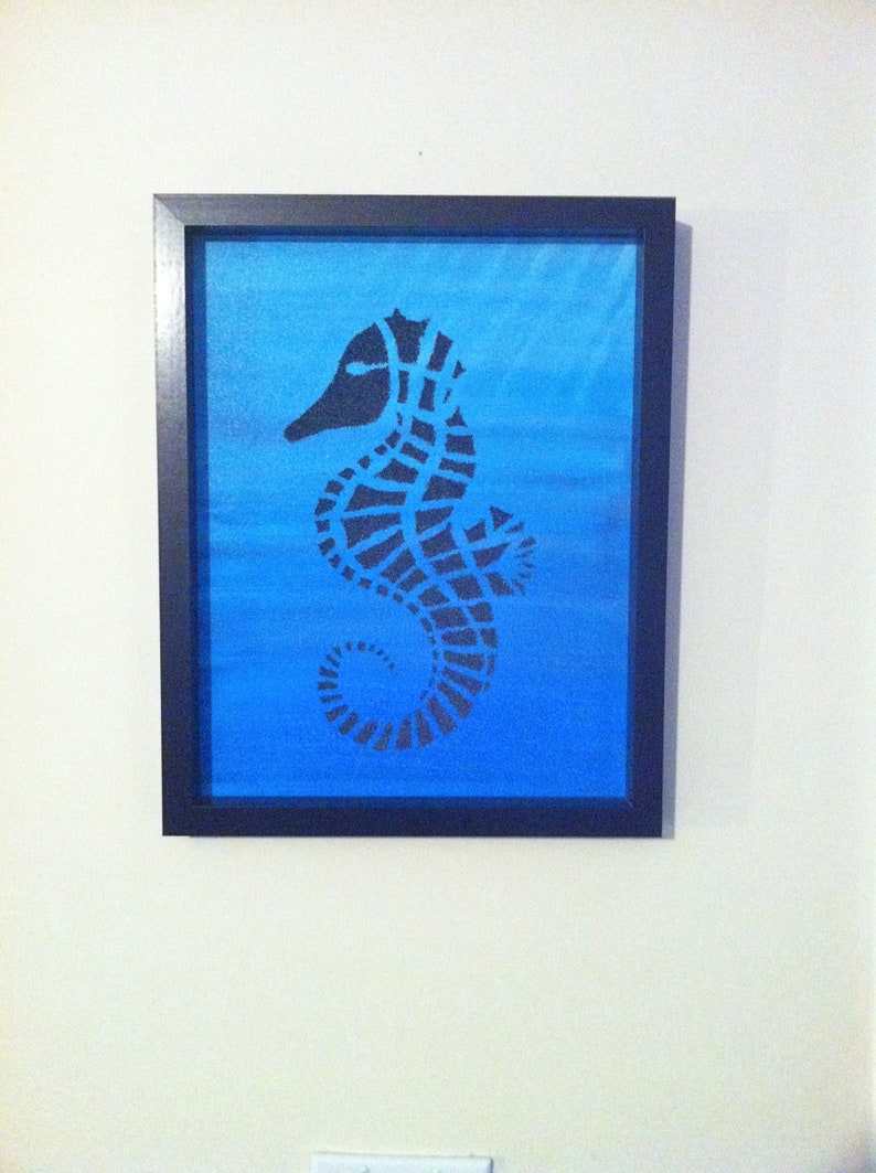 Seahorse Original Sand Art Framed Picture/original Seahorse Painting