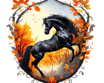 Iron-on image - Plott - Horse in autumn - 12.3 cm x 13 cm