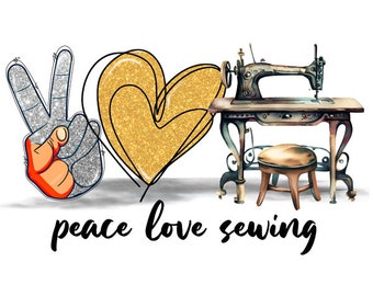 Bügelbild - Plott - peace love sewing - 10cm x 16,6cm