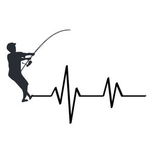 Iron-on image - Plott - Angler heartbeat - 11 cm x 7.5 cm - Birthday - Gift - Baby - DIY - T-Shirt - Hoodie