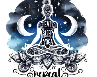 Bügelbild - Plott - Eat Sleep Yoga Repeat - 14,6cm x 14,6cm