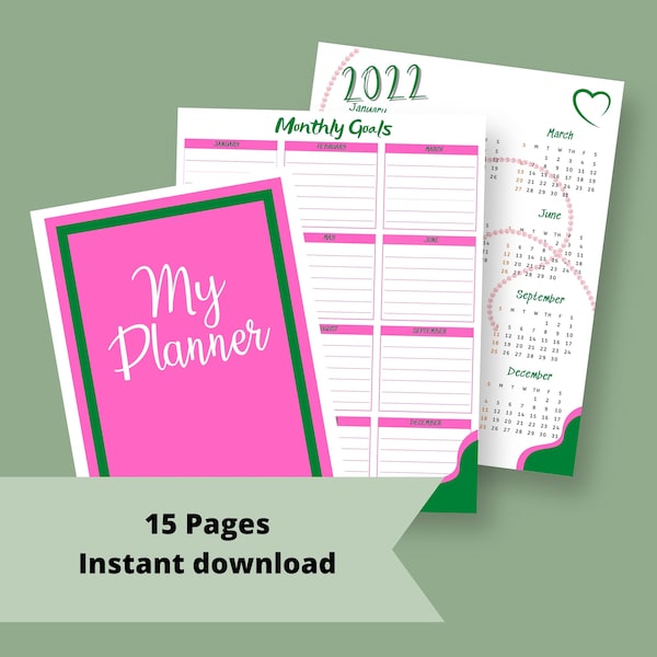 Pink and Green Planner Pack, Printable Pages and Digital Paper Freebies, African American Journal, Daily Weekly Monthly Planner Pages Bundle