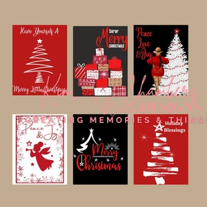 Holiday Package 1 - Red and White Holiday Christmas Notecards, African American Cards, Black Expressions