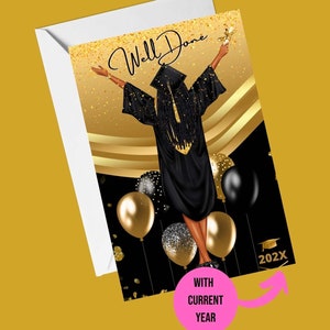 Biglietti di laurea Well Done Gold, biglietti afroamericani