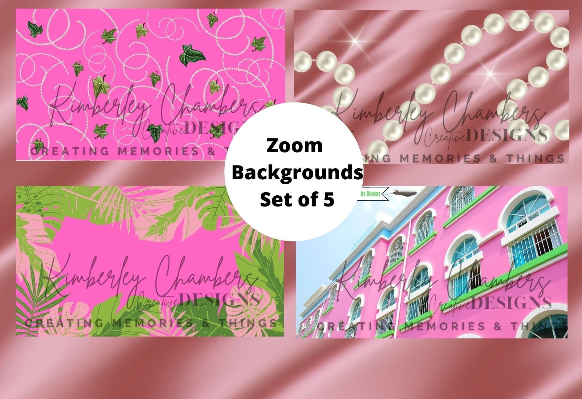 Pink & Green Zoom Backgrounds Video Background Virtual - Etsy