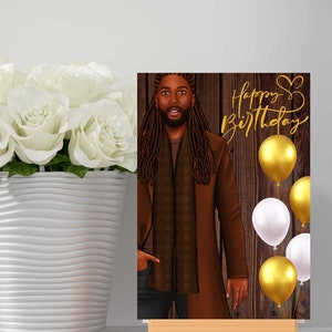 Cumpleaños - Tarjetas de cumpleaños afroamericanas para él, tarjeta de hombre negro para papá, esposo, hermano, abuelo o novio, tarjeta de felicitación