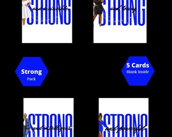 Strong Package - Blue and White Notecards, Birthday Cards, Occasion, African American Cards, Black Expressions
