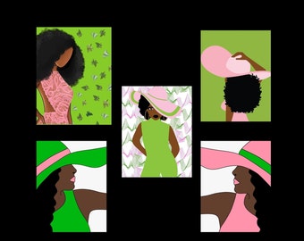 Pink and Green Cards | Etsy