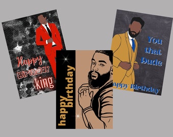 Birthday - African American Birthday Day Cards for Him, Black Man card for dad, husband, brother, grandfather or boyfriend, Greeting Card