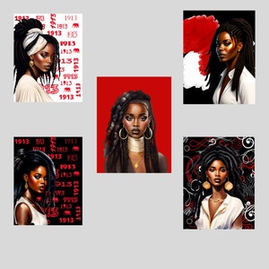 AI Pkg1 - Red and White Notecards, Birthday Cards, Occasion, African American Cards, Black Expressions