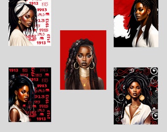 AI Pkg1 - Red and White Notecards, Birthday Cards, Occasion, African American Cards, Black Expressions