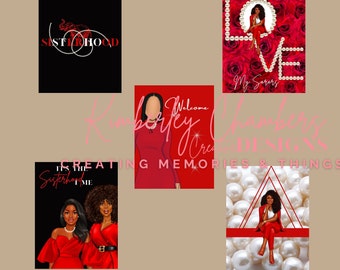 Red and White Notecards, Birthday Cards, Occasion, African American Cards, Black Expressions