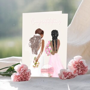 African American Wedding Cards, Beautiful Bride and Bridesmaids Card, Bridal Shower Cards, Black Expressions