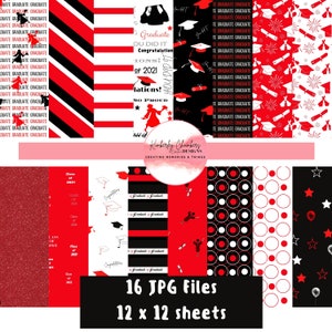 Digital Paper - Instant Download - Graduation Pack - Crimson & Cream