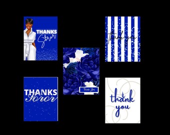 Thank You Cards -Blue and White Notecards, Occasion, African American Cards, Black Expressions