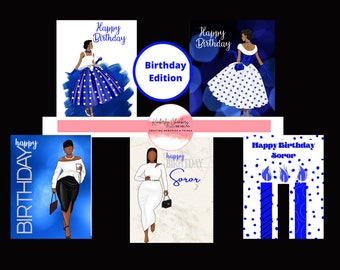 Blue and White Notecards, Birthday Cards, Occasion, African American Cards, Black Expressions