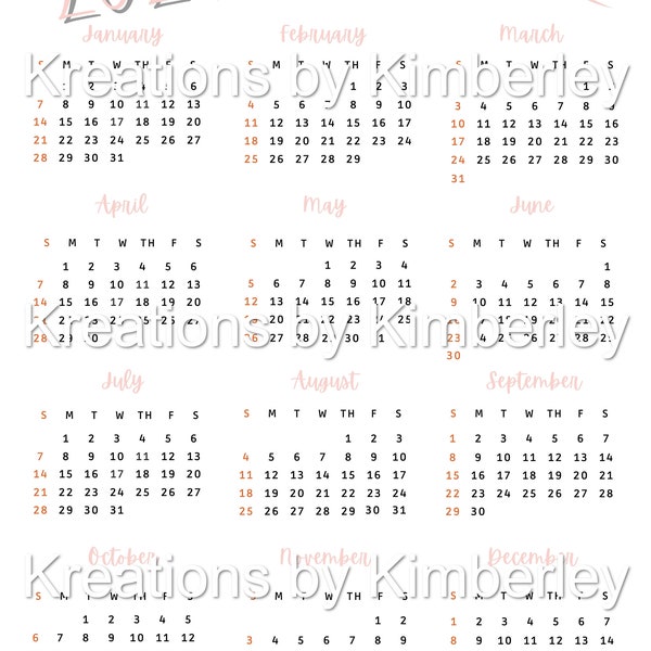 Editable Canva 2024 Monthly Calendar Etsy