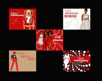 Red and White Notecards, Happy Deltaversary Cards,  African American Cards, Black Expressions, Greeting Card